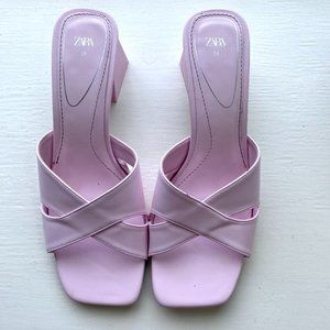 Zara Pink Kitten Heel Sandals in Perfect Condition